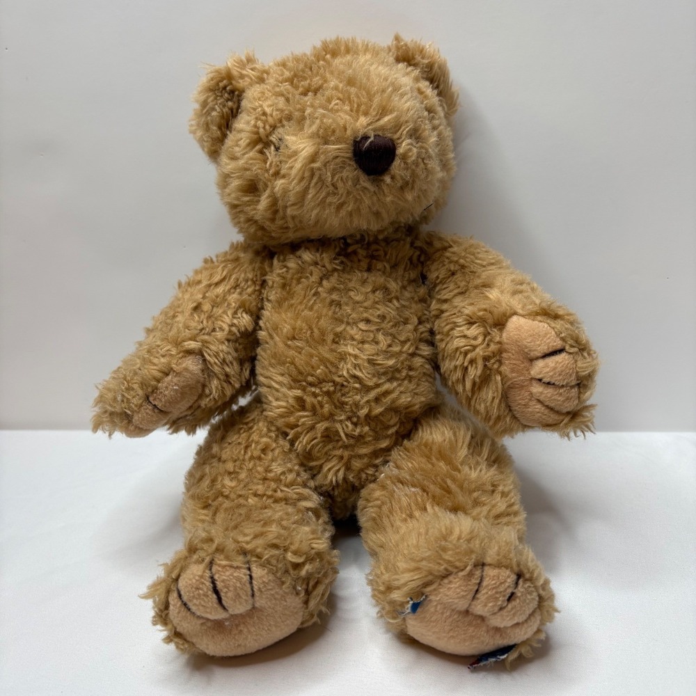 Vintage Brown Teddy Bear Curly Shaggy Fur Jointed Arms Legs Tan Paw Pads 15"